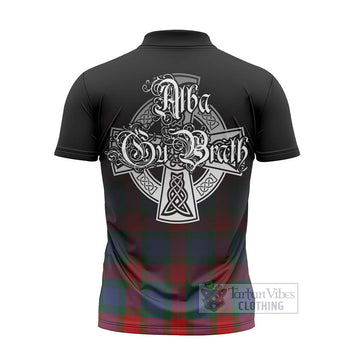 Mar Tartan Zipper Polo Shirt Featuring Alba Gu Brath Family Crest Celtic Inspired - Tartan Vibes Clothing