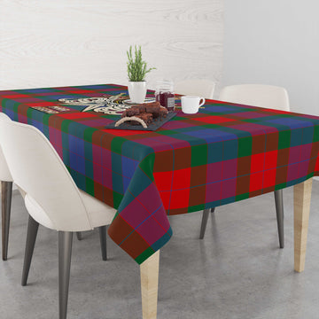 Mar Tartan Tablecloth with Clan Crest and the Golden Sword of Courageous Legacy
