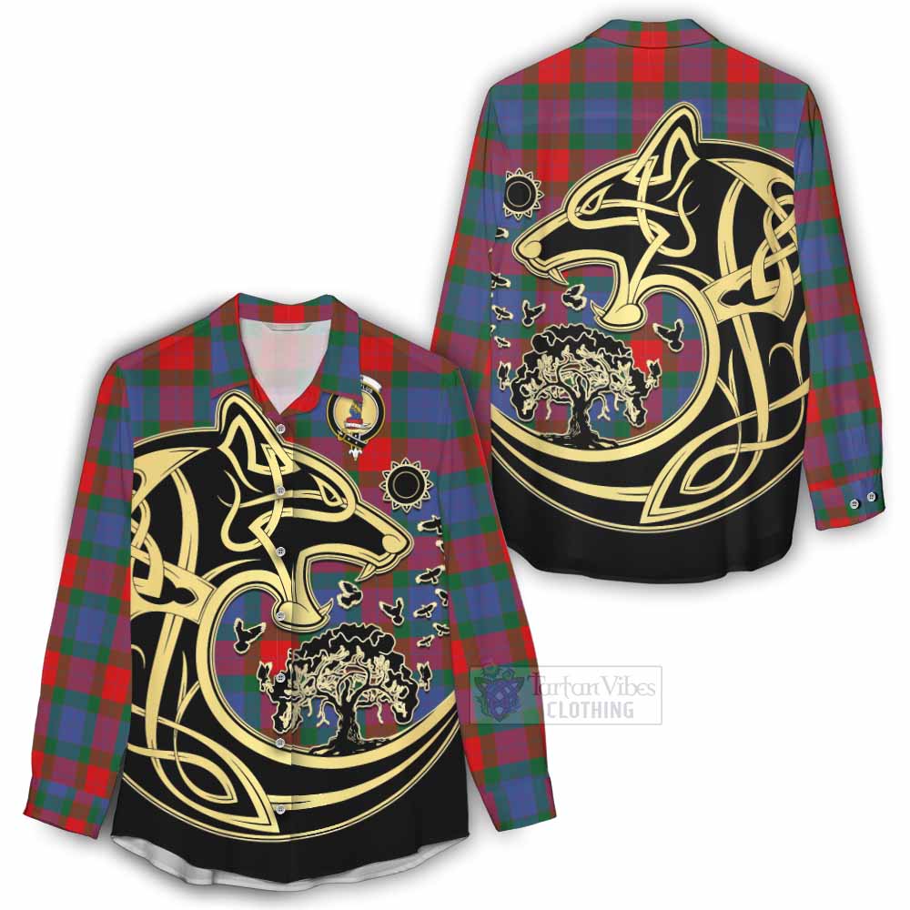 Mar Tartan Women's Casual Shirt with Family Crest Celtic Wolf Style - Tartan Vibes Clothing