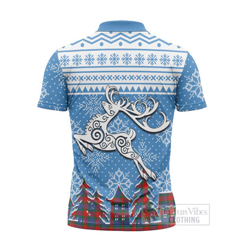 Mar Clan Christmas Zipper Polo Shirt Celtic Reindeer Style - Tartan Vibes Clothing