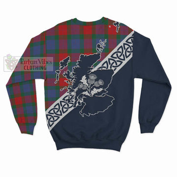 Mar Tartan Sweatshirt Featuring Thistle and Scotland Map - Tartan Vibes Clothing