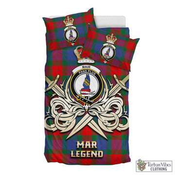 Tartan Vibes Clothing Mar Tartan Bedding Set with Clan Crest and the Golden Sword of Courageous Legacy