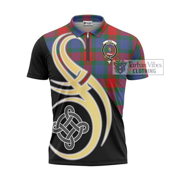 Mar Tartan Zipper Polo Shirt with Family Crest and Celtic Symbol Style - Tartan Vibes Clothing