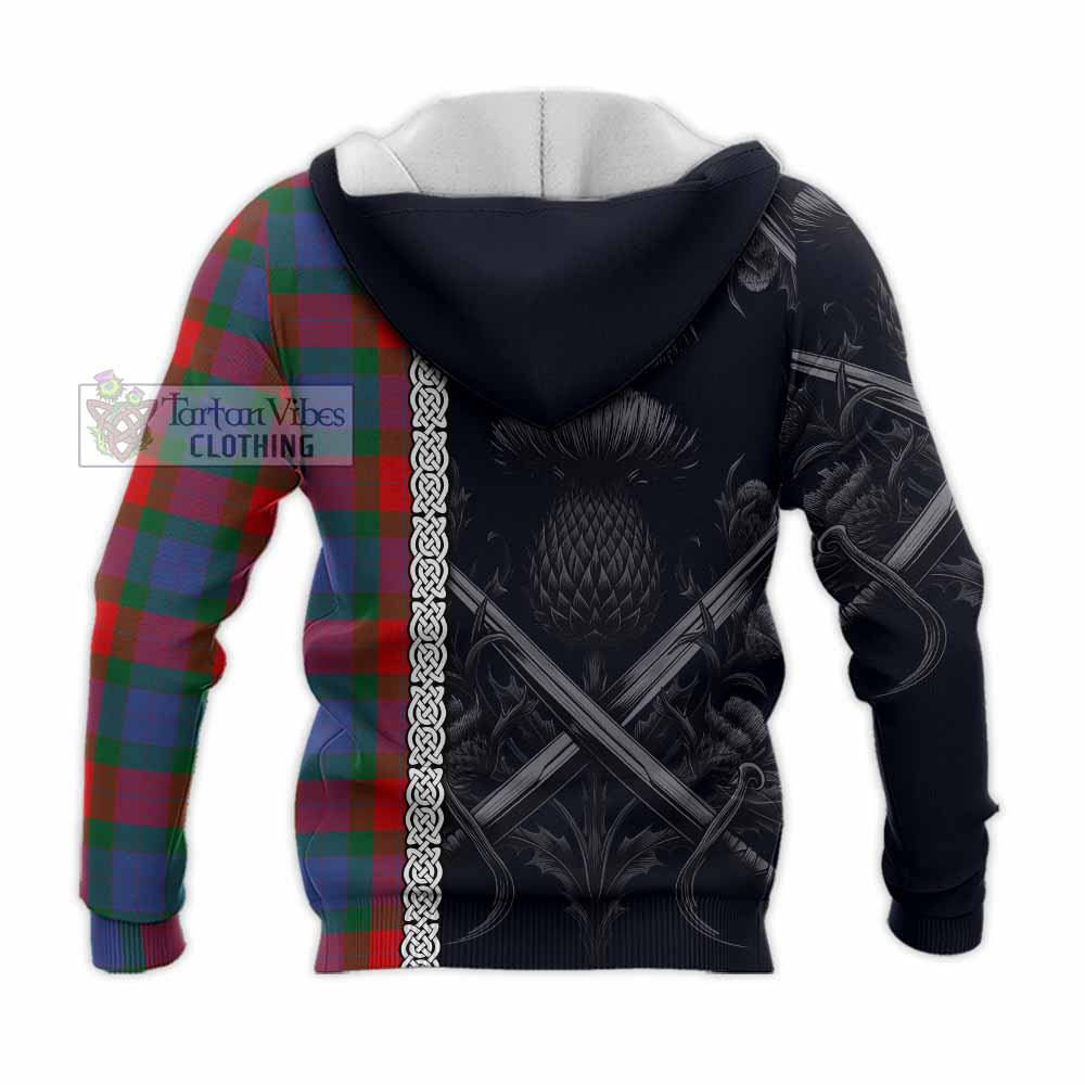 Mar Tartan Knitted Hoodie with Family Crest Cross Sword Thistle Celtic Vibes - Tartan Vibes Clothing