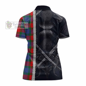 Mar Tartan Women's Polo Shirt with Family Crest Cross Sword Thistle Celtic Vibes - Tartan Vibes Clothing