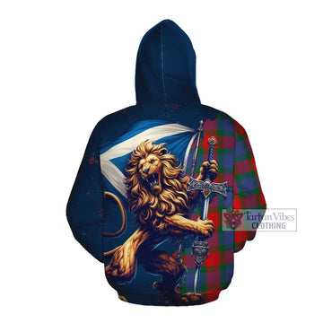 Mar Tartan Family Crest Cotton Hoodie with Scottish Majestic Lion Pullover Hoodie - Tartan Vibes Clothing