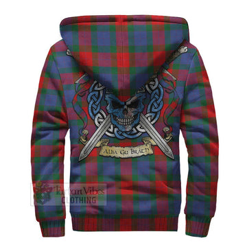 Mar Tartan Sherpa Hoodie with Family Crest Celtic Skull Style - Tartan Vibes Clothing