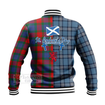 Mar Tartan Baseball Jacket Happy St. Andrew's Day Half Tartan Style - Tartan Vibes Clothing