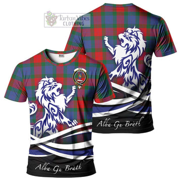 Mar Tartan Cotton T-shirt with Alba Gu Brath Regal Lion Emblem Women's Shirt - Tartan Vibes Clothing