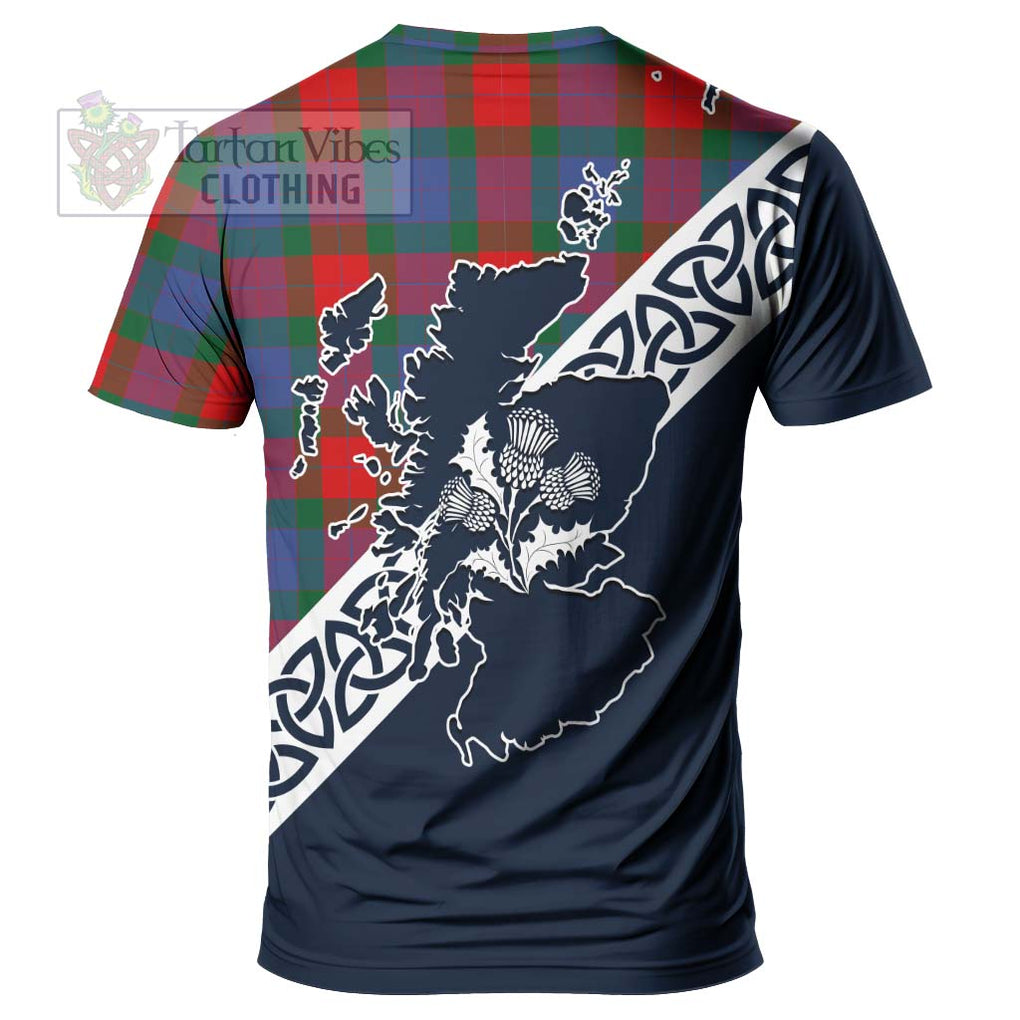 Mar Tartan T-Shirt Featuring Thistle and Scotland Map - Tartanvibesclothing Store