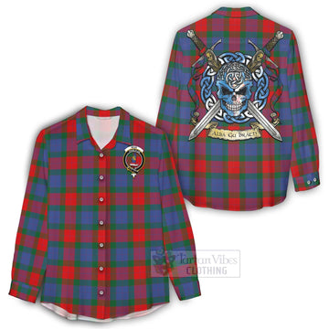 Mar Tartan Women's Casual Shirt with Family Crest Celtic Skull Style - Tartan Vibes Clothing