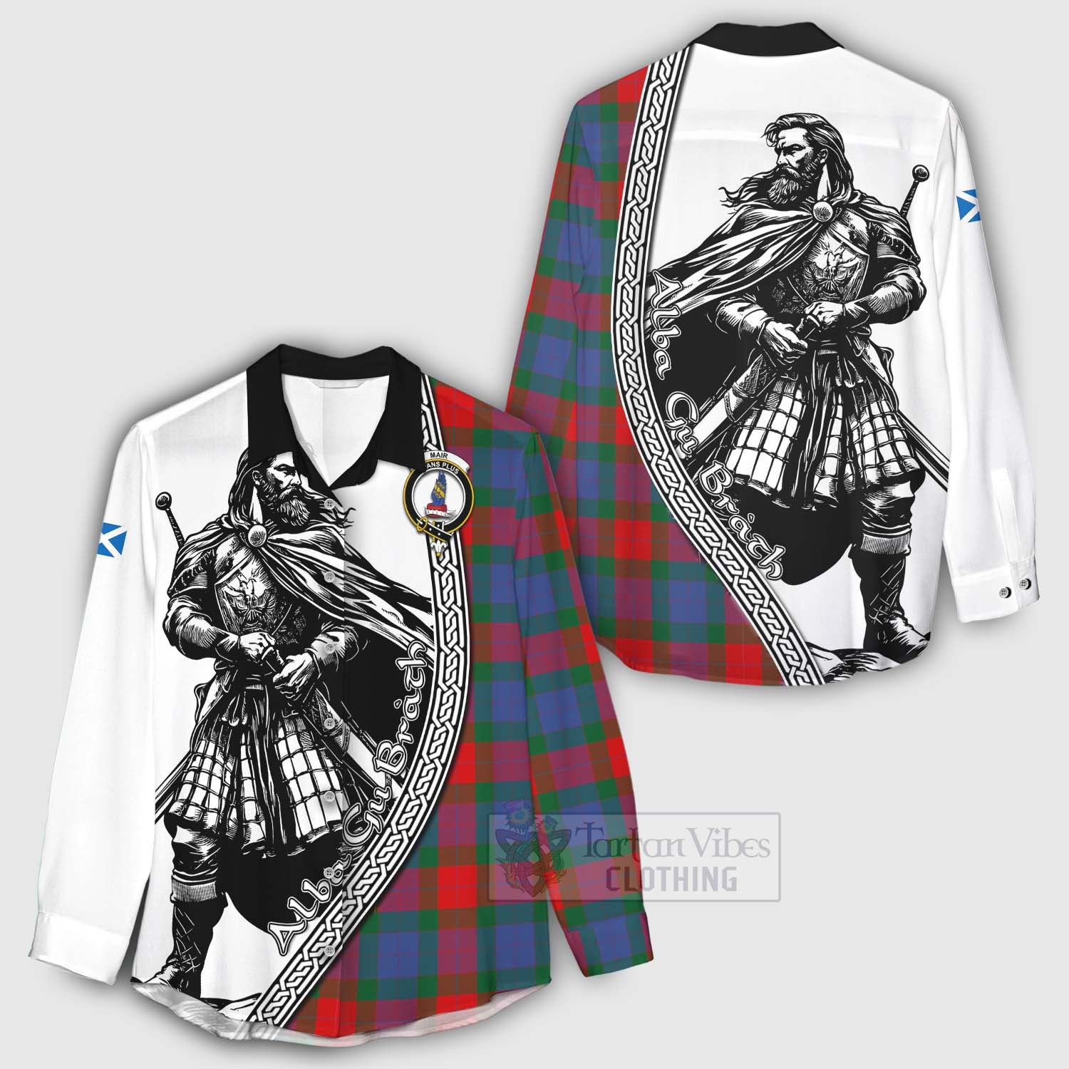 Mar Tartan Clan Crest Women's Casual Shirt with Highlander Warrior Celtic Style - Tartan Vibes Clothing