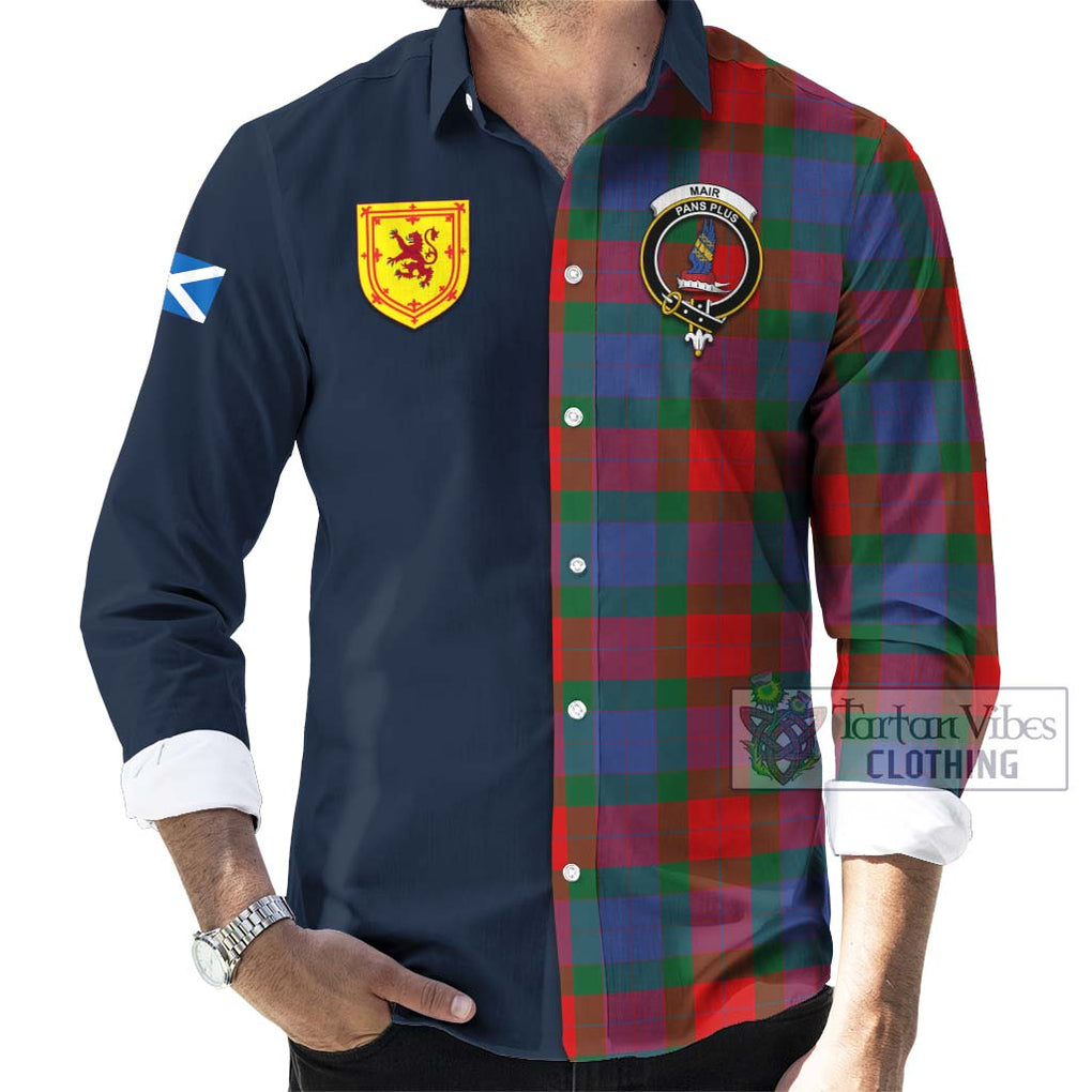 Mar Tartan Long Sleeve Button Shirt Alba with Scottish Lion Royal Arm Half Style Men's Shirt - Tartan Vibes Clothing