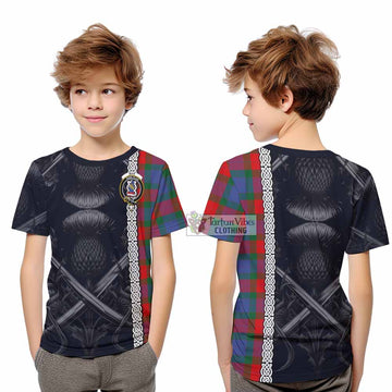Mar Tartan Kid T-Shirt with Family Crest Cross Sword Thistle Celtic Vibes - Tartan Vibes Clothing