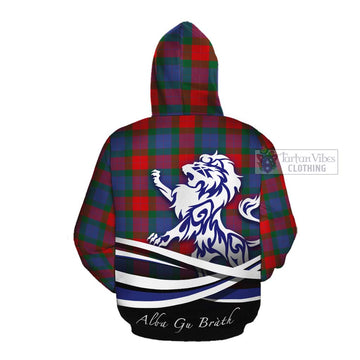 Mar Tartan Cotton Hoodie with Alba Gu Brath Regal Lion Emblem Pullover Hoodie - Tartan Vibes Clothing