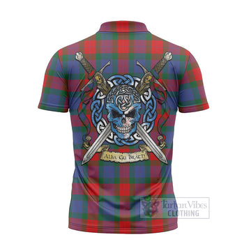 Mar Tartan Zipper Polo Shirt with Family Crest Celtic Skull Style - Tartan Vibes Clothing