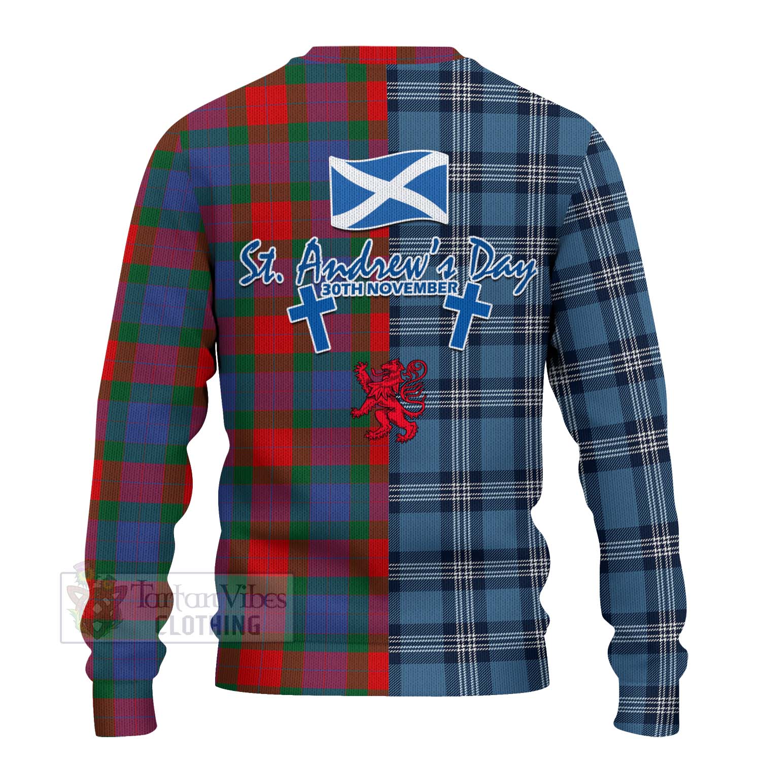 Mar Tartan Knitted Sweater Happy St. Andrew's Day Half Tartan Style - Tartan Vibes Clothing