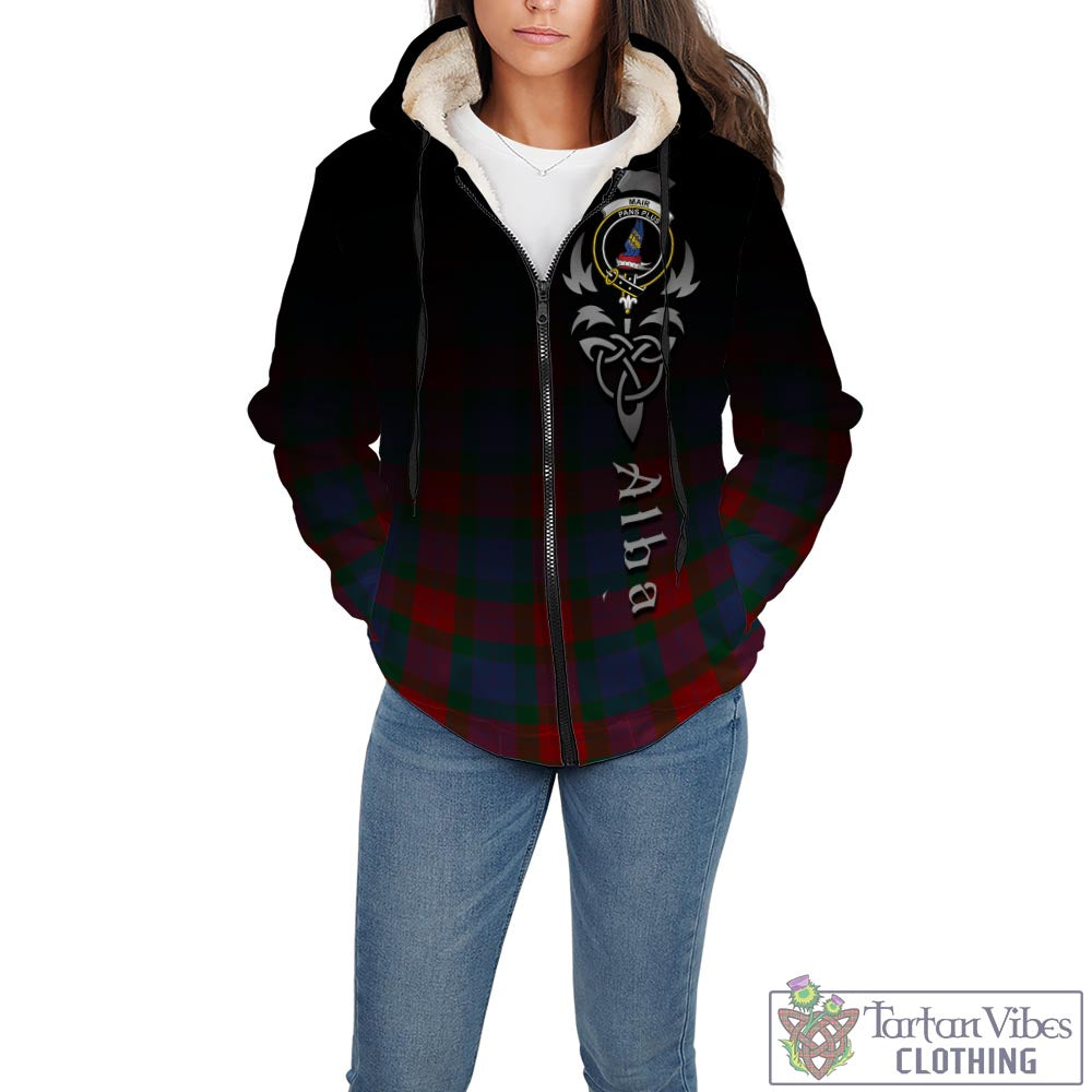 Mar Tartan Sherpa Hoodie Featuring Alba Gu Brath Family Crest Celtic Inspired - Tartan Vibes Clothing