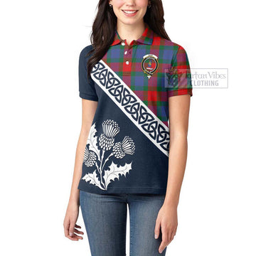 Mar Tartan Women's Polo Shirt Featuring Thistle and Scotland Map - Tartanvibesclothing Store