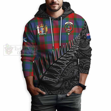 Mar Crest Tartan Hoodie with New Zealand Silver Fern Half Style - Tartan Vibes Clothing
