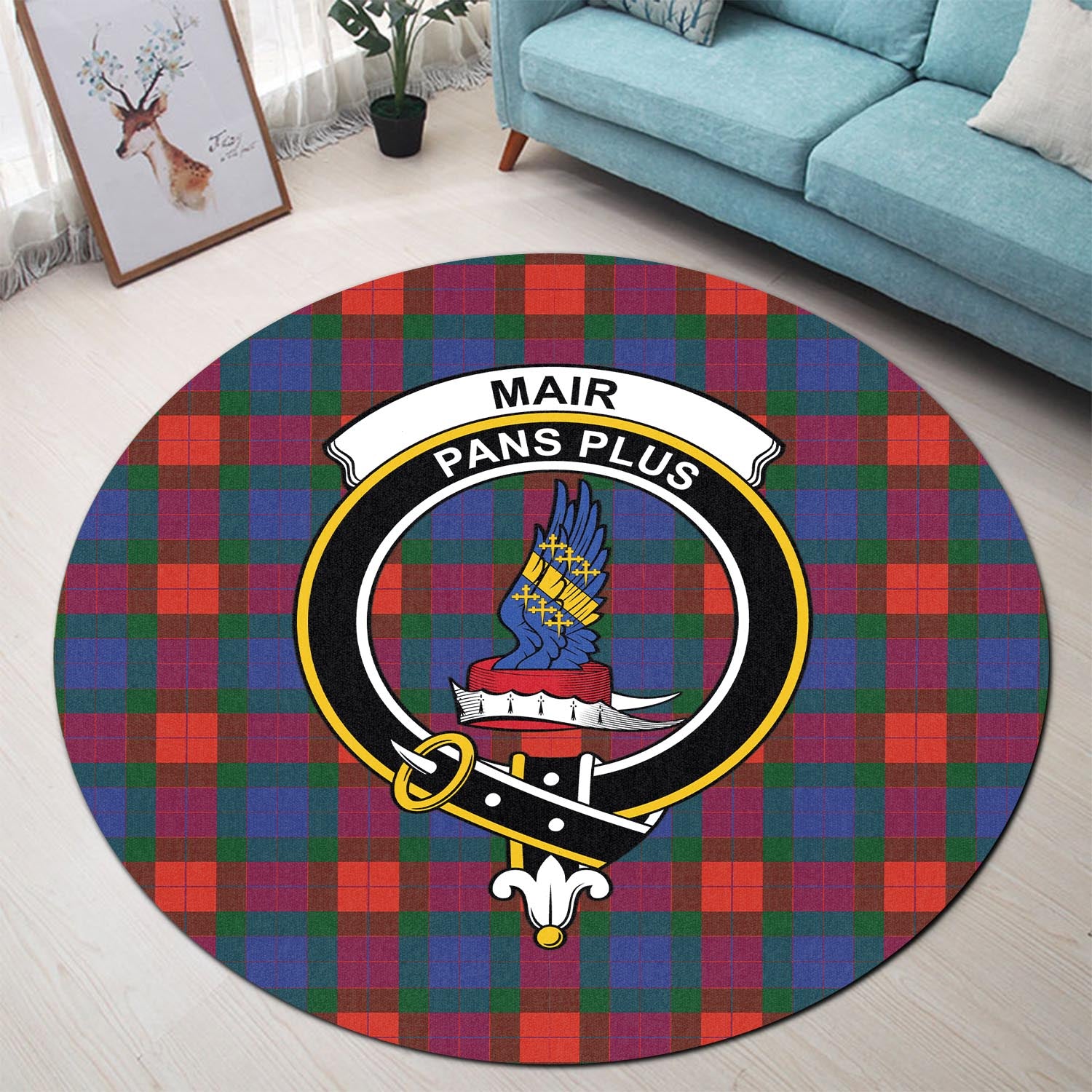 Mar Tartan Round Rug with Family Crest - Tartan Vibes Clothing