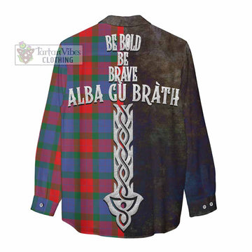 Mar Tartan Family Crest Women's Casual Shirt Alba Gu Brath Be Brave Lion Ancient Style - Tartan Vibes Clothing