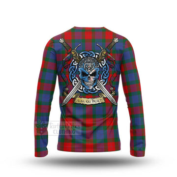 Mar Tartan Long Sleeve T-Shirt with Family Crest Celtic Skull Style - Tartan Vibes Clothing