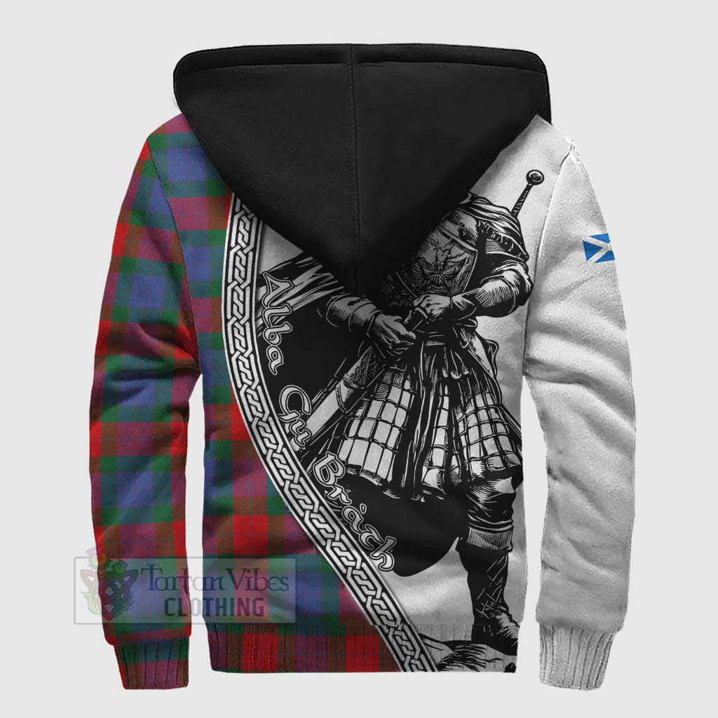 Mar Tartan Clan Crest Sherpa Hoodie with Highlander Warrior Celtic Style - Tartan Vibes Clothing