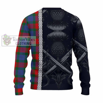 Mar Tartan Knitted Sweater with Family Crest Cross Sword Thistle Celtic Vibes - Tartan Vibes Clothing