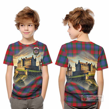 Mar Tartan Family Crest Kid T-Shirt with Scottish Ancient Castle Style - Tartan Vibes Clothing
