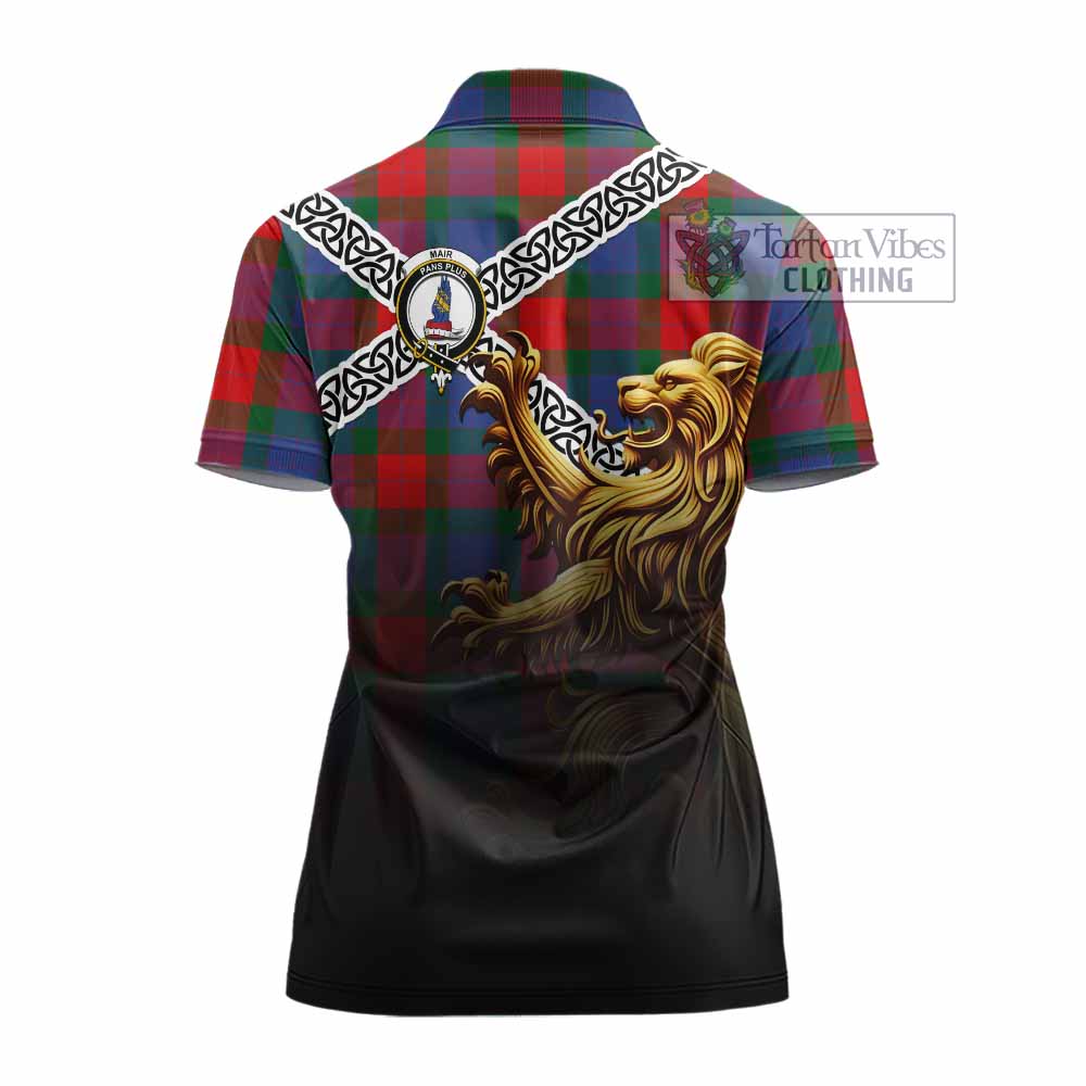 Mar Crest Tartan Women's Polo Shirt with Golden Lion Emblem Celtic Style - Tartan Vibes Clothing