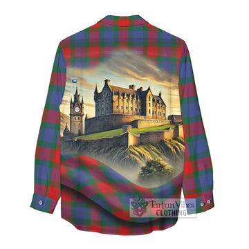 Mar Tartan Family Crest Women's Casual Shirt with Scottish Ancient Castle Style - Tartan Vibes Clothing