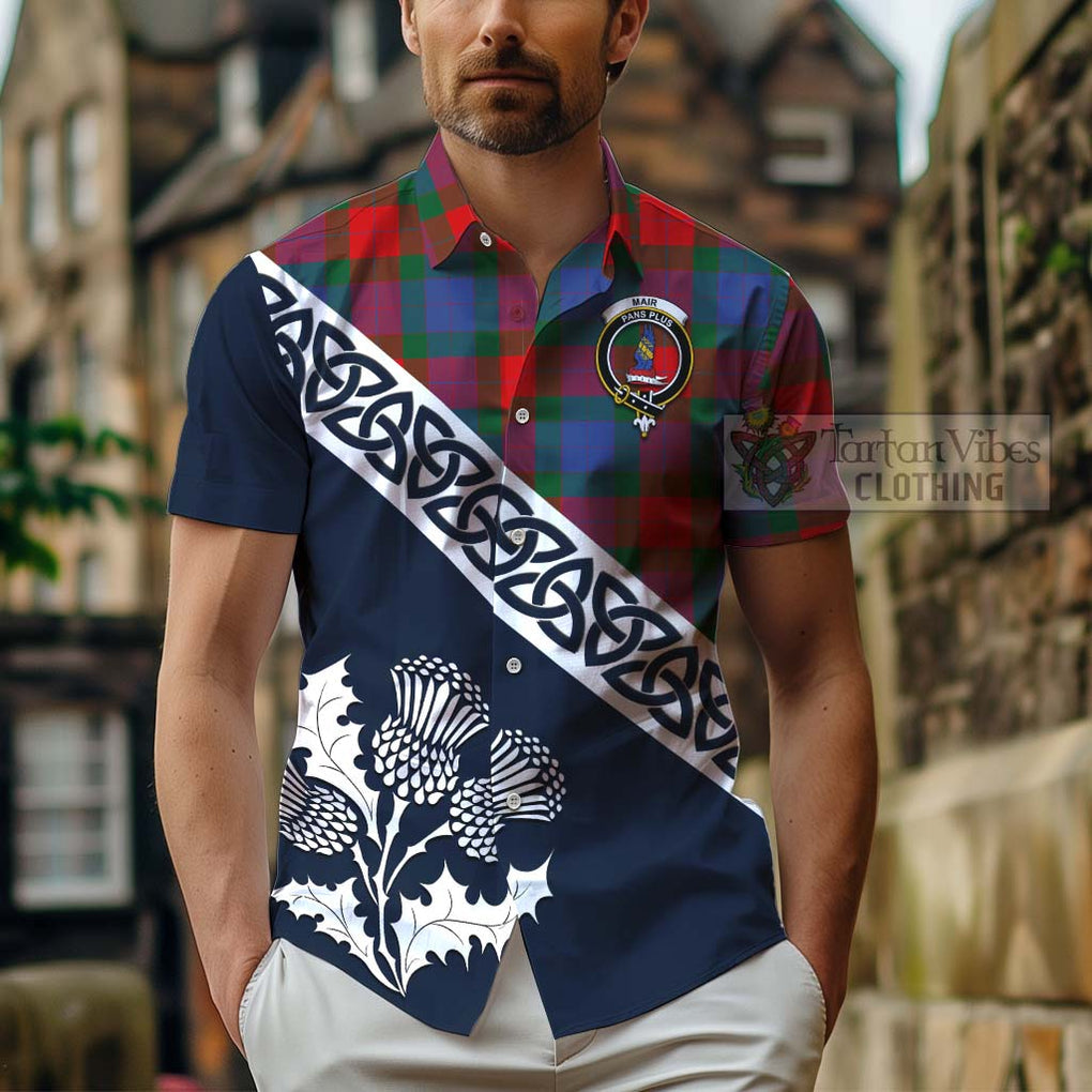 Mar Tartan Hawaiian Shirt Featuring Thistle and Scotland Map - Tartan Vibes Clothing