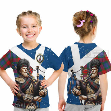 Mar Tartan Kid T-Shirt with Family Crest Scottish Bagpiper Vibes - Tartan Vibes Clothing