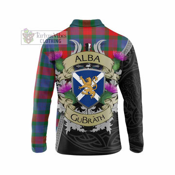 Mar Tartan Family Crest Long Sleeve Polo Shirt Lion Rampant Royal Thistle Shield Celtic Inspired - Tartan Vibes Clothing