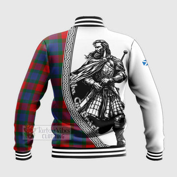 Mar Tartan Clan Crest Baseball Jacket with Highlander Warrior Celtic Style - Tartan Vibes Clothing