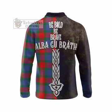 Mar Tartan Family Crest Long Sleeve Polo Shirt Alba Gu Brath Be Brave Lion Ancient Style - Tartan Vibes Clothing
