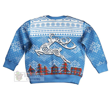 Mar Clan Christmas Kid Ugly Sweater with Tartan and Celtic Reindeer Style - Tartan Vibes Clothing