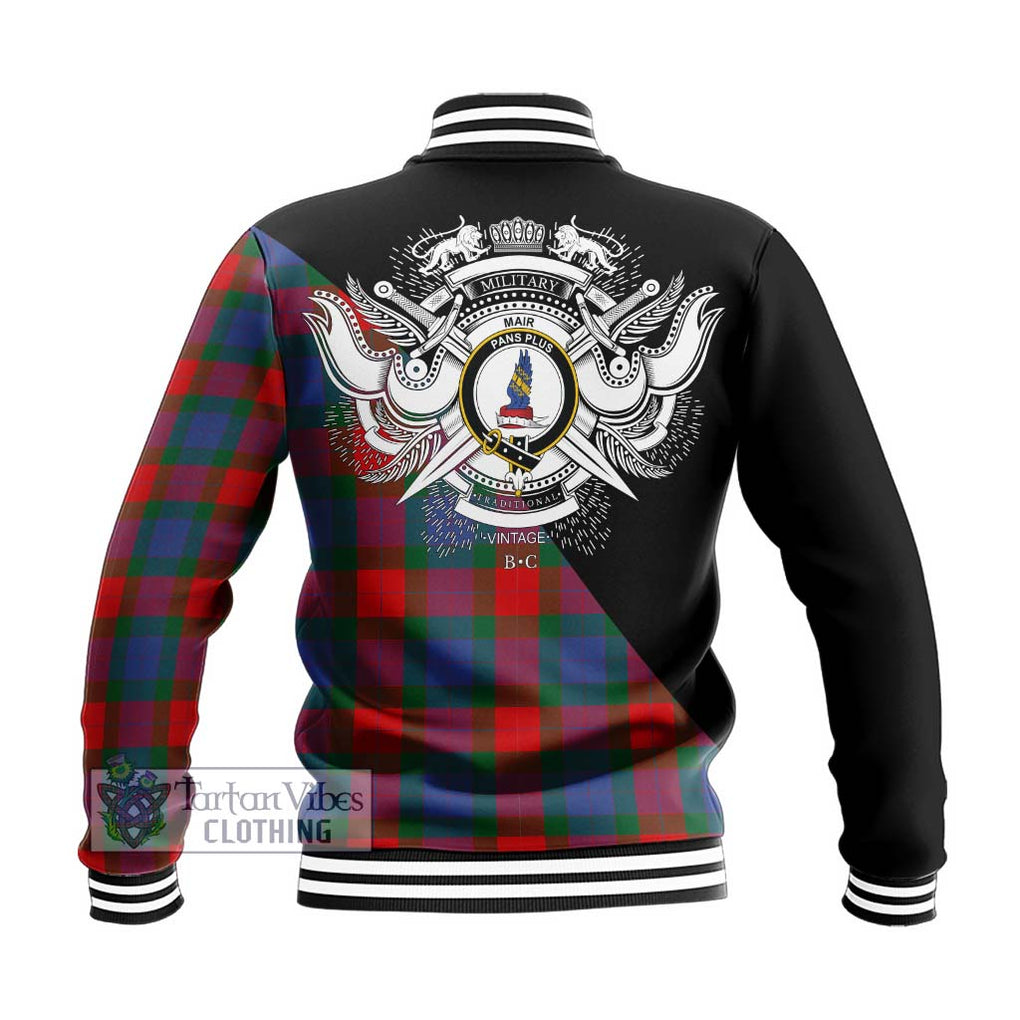 Mar Tartan Baseball Jacket with Family Crest and Military Logo Style - Tartan Vibes Clothing