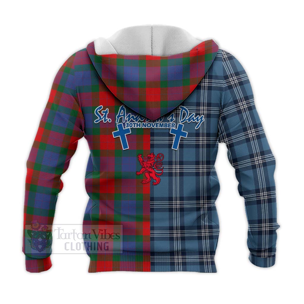Mar Tartan Knitted Hoodie Happy St. Andrew's Day Half Tartan Style - Tartan Vibes Clothing