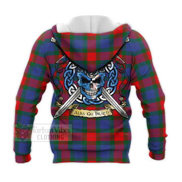 Mar Tartan Knitted Hoodie with Family Crest Celtic Skull Style - Tartan Vibes Clothing
