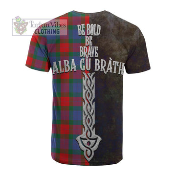 Mar Tartan Family Crest Cotton T-shirt Alba Gu Brath Be Brave Lion Ancient Style - Tartan Vibes Clothing