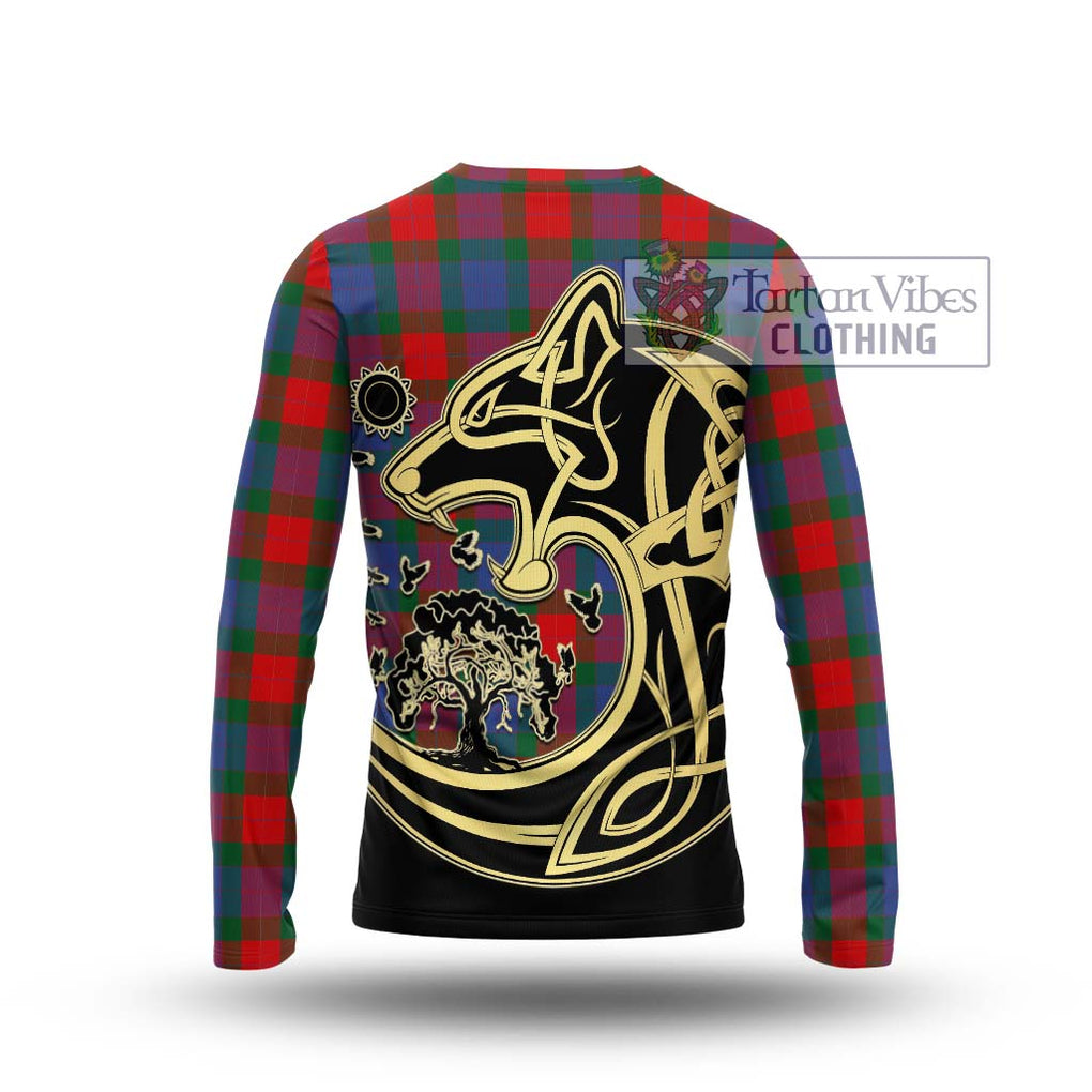 Mar Tartan Long Sleeve T-Shirt with Family Crest Celtic Wolf Style - Tartan Vibes Clothing