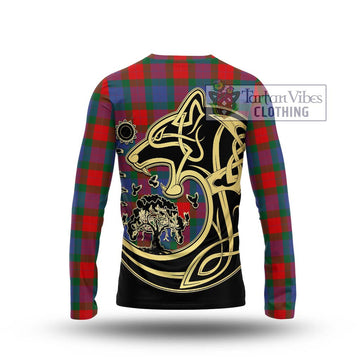 Mar Tartan Long Sleeve T-Shirt with Family Crest Celtic Wolf Style - Tartan Vibes Clothing