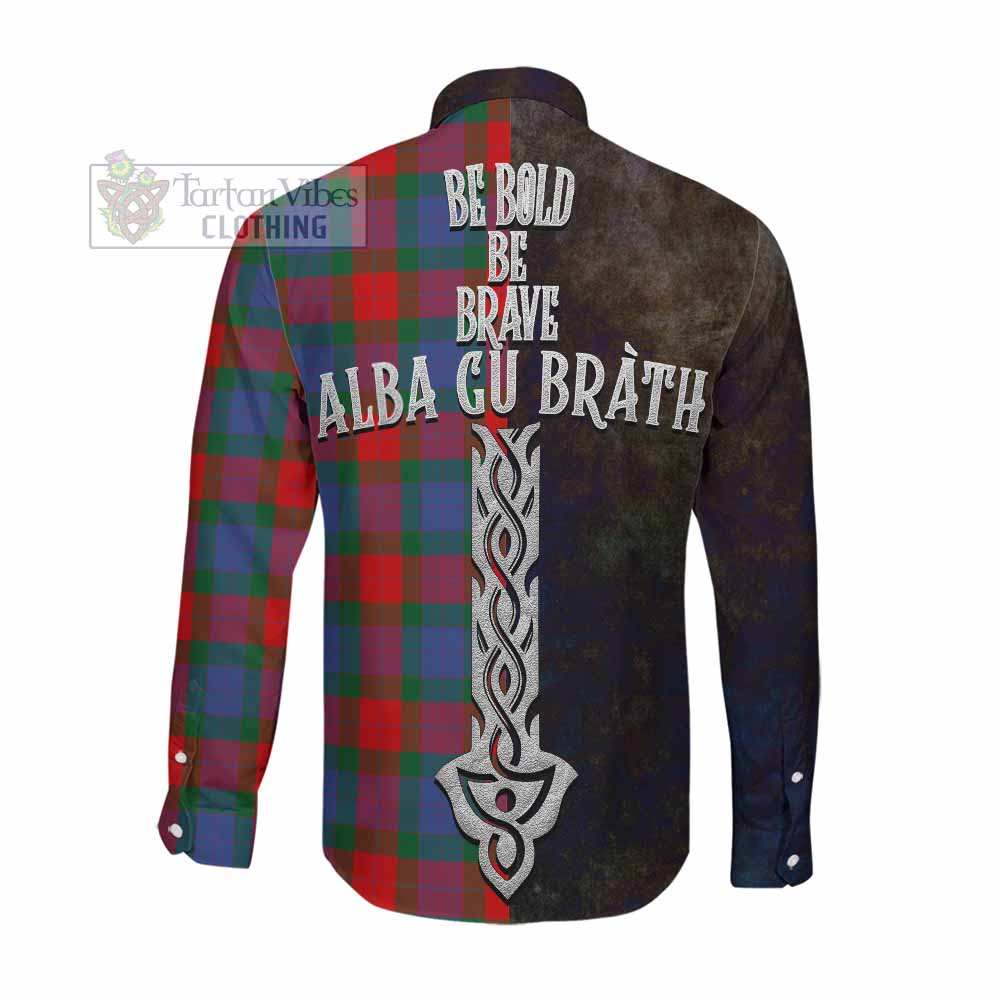 Mar Tartan Family Crest Long Sleeve Button Shirt Alba Gu Brath Be Brave Lion Ancient Style Men's Shirt - Tartan Vibes Clothing