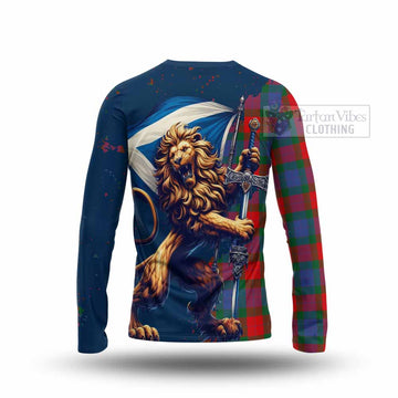 Mar Tartan Family Crest Long Sleeve T-Shirt with Scottish Majestic Lion - Tartan Vibes Clothing