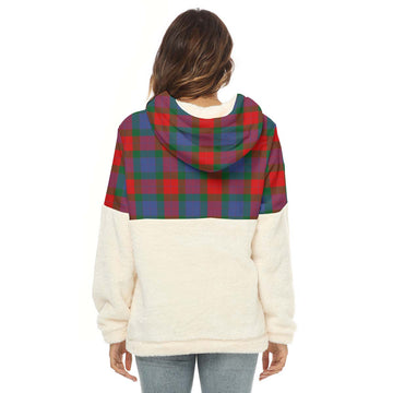 Mar Tartan Half Style Women's Borg Fleece Hoodie with Half Zip with Family Crest - Tartan Vibes Clothing
