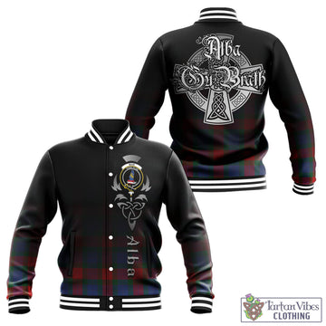 Mar Tartan Baseball Jacket Featuring Alba Gu Brath Family Crest Celtic Inspired - Tartan Vibes Clothing