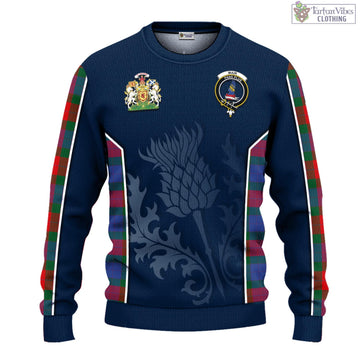 Mar Tartan Knitted Sweatshirt with Family Crest and Scottish Thistle Vibes Sport Style