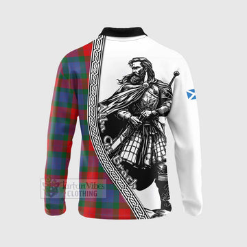 Mar Tartan Clan Crest Long Sleeve Polo Shirt with Highlander Warrior Celtic Style - Tartan Vibes Clothing